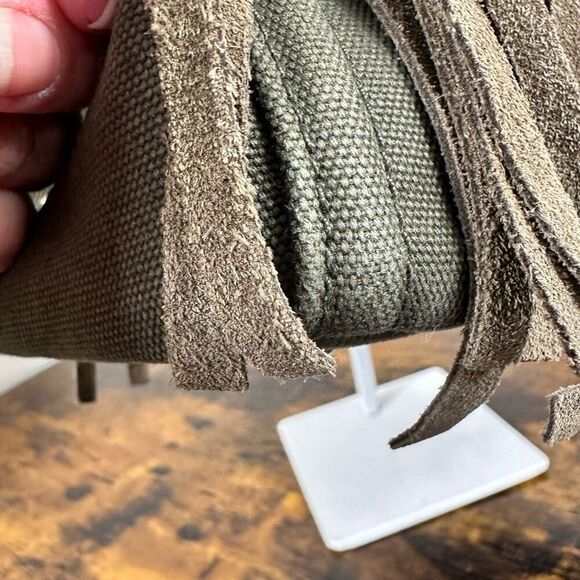 Prada Canapa Fringed Tote Bag Olive Green - Picture 11 of 16